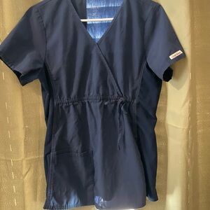 Cherokee Dark Blue Wrap Scrub Top